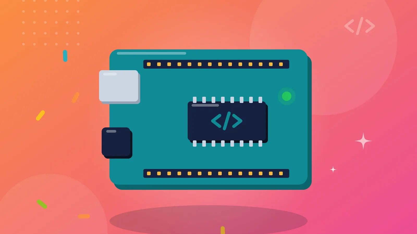 Illustration af et Arduino-board