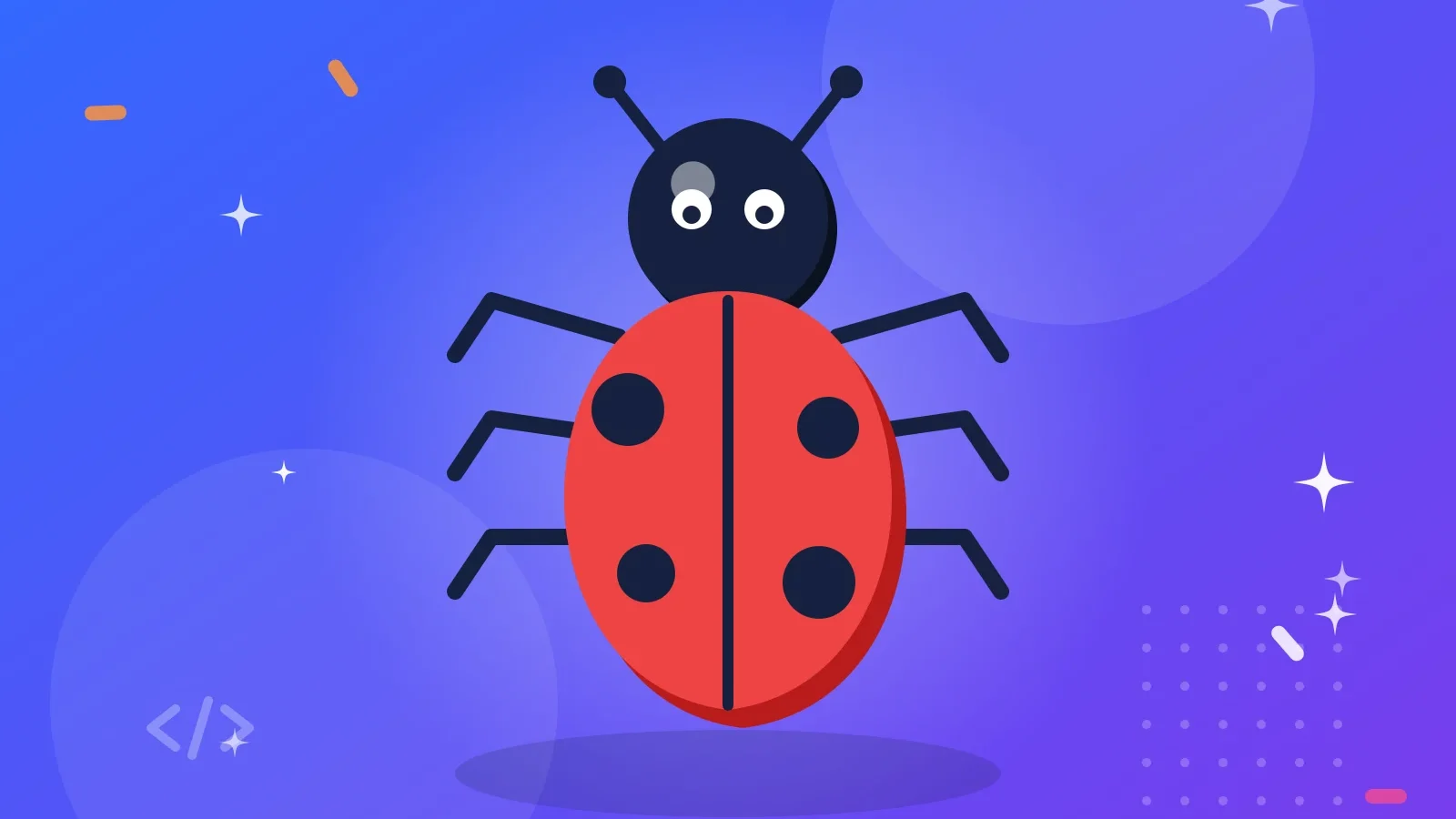 Illustration af en mariehøne (en "bug")