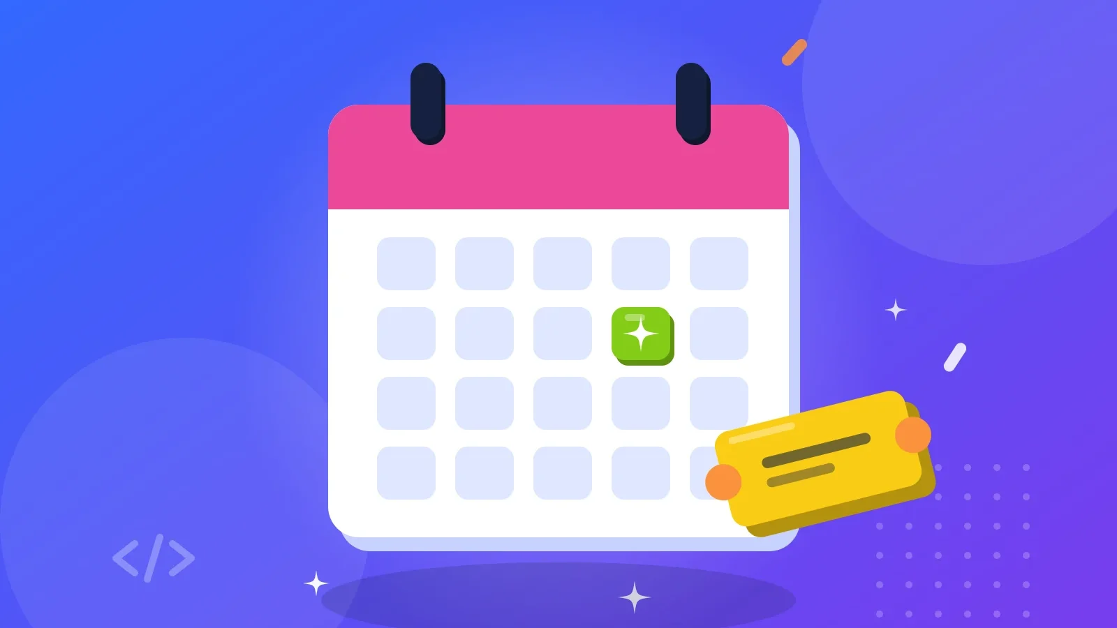 Illustration af en kalender og en billet