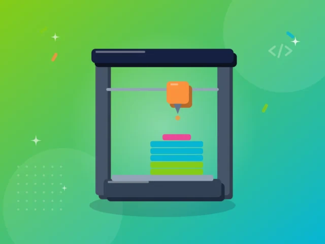 Illustration af en 3D-printer i gang med et print