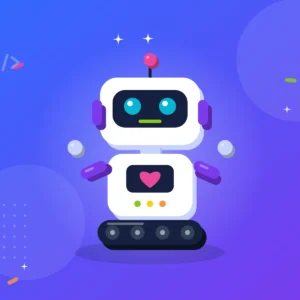 Illustration af en venlig robot på larvefødder