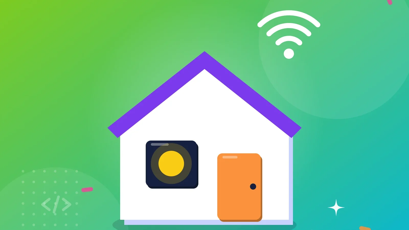 Illustration af et hus med WiFi