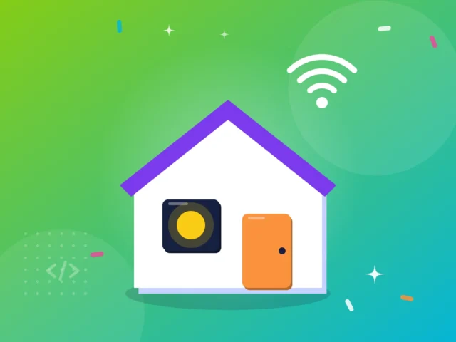 Illustration af et hus med WiFi