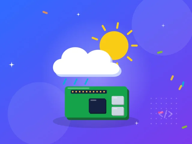 Illustration af en sky, en sol og et computerboard