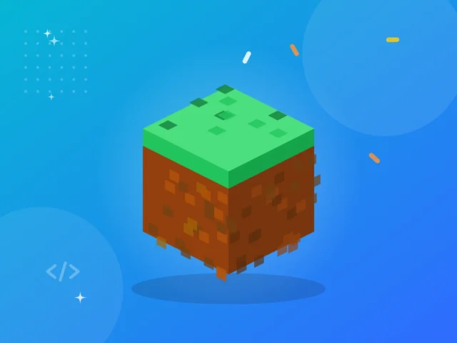 Illustration af en klods i pixel-stil